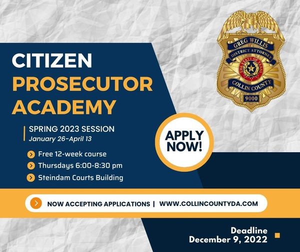 Collin County DA's Office Now Accepting Applications for their
